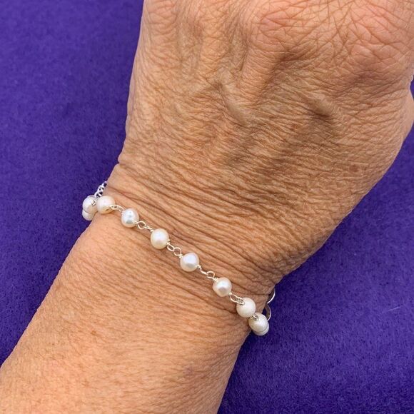 Bracelet, new, no tags, real white turquoise, adjustable size, beach,  boho - Picture 10 of 16